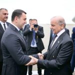 Prime Minister Muhammad Shehbaz Sharif arrives in Shusha for his two day official visit to attend the 17th Summit of ECO. Azerbaijan's Minister for Culture Adil Karimli receives Prime Minister upon his arrival at Fuzuli Airport