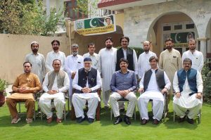 Federal Minister for Poverty Alleviation and Social Protection Syed Imran Ahmed Shah plants a tree during his visit to the BISP Office