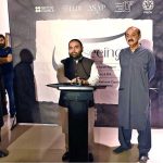 Federal Minister for National Heritage & Culture, Aurangzeb Khan Khichi, addresses the inaugural ceremony of the exhibition titled "Seeing", curated by Sarah Rajper at PNCA