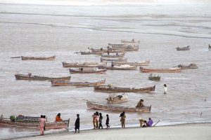 A view of River Indus after the recent monsoon rains the level increases day by day at Jamshoro