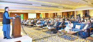 Federal Minister for Maritime Affairs, Muhammad Junaid Anwar Chaudhry addressing a workshop on National Fisheries and Aquaculture Policy 2025-2035