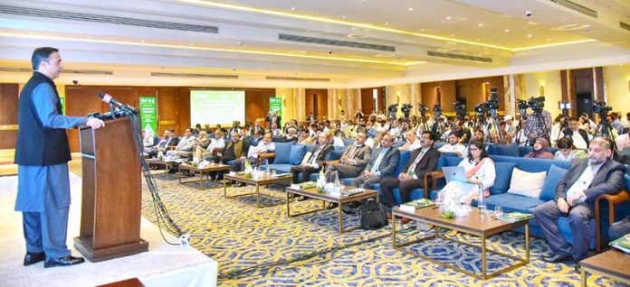 Federal Minister for Maritime Affairs, Muhammad Junaid Anwar Chaudhry addressing a workshop on National Fisheries and Aquaculture Policy 2025-2035