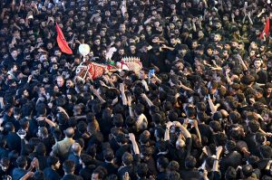 A large number of mourners attending the main procession of 9th Muharram-ul-Haram at Nisaar Haveli. Muharramul Harram known as the first month of the Islamic calendar and the mourning month in remembrance of the martyrdom (Shahadat) of Hazrat Imam Hussain (AS), the grandson of the Holy Prophet Mohammad (SAWW)