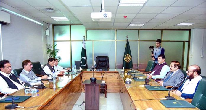 Federal Ministers, Rana Sanaullah, Engineer Amir Muqam and Sardar M. Yousaf, are presiding over a meeting with senior leadership of Pakistan Muslim League, AjK, in federal capital