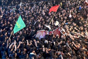 A large number of mourners attending the main procession of 9th Muharram-ul-Haram at Nisaar Haveli. Muharramul Harram known as the first month of the Islamic calendar and the mourning month in remembrance of the martyrdom (Shahadat) of Hazrat Imam Hussain (AS), the grandson of the Holy Prophet Mohammad (SAWW)