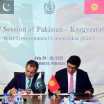 Federal Minister for Power Division, Sardar Awais Leghari, and Edil Baisalov, Kyrgyzstan's Deputy Chairman of the Cabinet of Ministers, signing Protocols on the occasion of 5th Intergovernmental Commission Meeting between both countries.