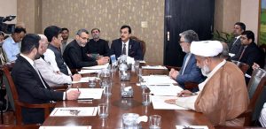 Chairman Senate, Syed Yousuf Raza Gillani presiding over a senate house business advisory committee meeting at Parliament House.