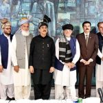 Chairman Senate Syed Yousuf Raza Gilani in a group photo with members of the Tribal Jirga from the merged districts (formerly FATA), led by Khyber Pakhtunkhwa Governor Faisal Karim Kundi, at Parliament House in the Federal Capital