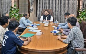 Federal Minister for National Heritage and Culture, Muhammad Aurangzeb Khan Khichi, chairs a meeting during his visit to the Quaid-i-Azam Academy