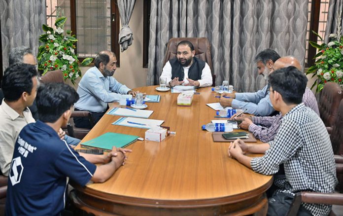 Federal Minister for National Heritage and Culture, Muhammad Aurangzeb Khan Khichi, chairs a meeting during his visit to the Quaid-i-Azam Academy