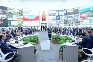 Prime Minister Muhammad Shehbaz Sharif addresses at National Emergencies Operations Centre.