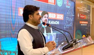 Sindh Minister for Energy, Development, and Planning, Syed Nasir Hussain Shah and others at the introductory ceremony at a local hotel in connection with the upcoming IEEEP Fair 2025, being organized by Badr Expo from 16th to 18th September 2025 at the Expo Centre Karachi.