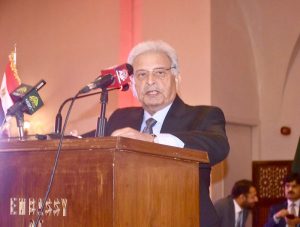 Federal Minister for National Food Security & Research, Rana Tanveer Hussain addresses the National Day ceremony of the Arab Republic of Egypt