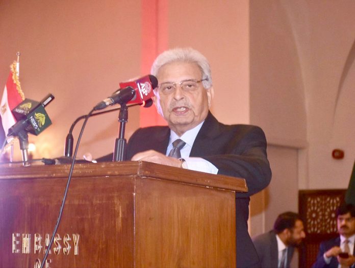 Federal Minister for National Food Security & Research, Rana Tanveer Hussain addresses the National Day ceremony of the Arab Republic of Egypt