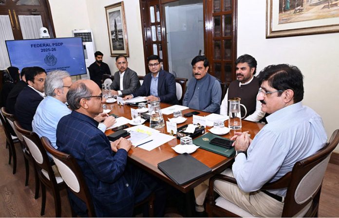 Sindh Chief Minister Syed Murad Ali Shah reviews the progress of five newly approved PSDP schemes during a meeting at CM House