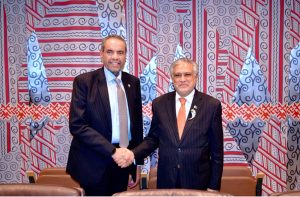 Deputy Prime Minister and Foreign Minister, Senator Mohammad Ishaq Dar, meets with Foreign Minister of Kuwait, Abdullah Al-Yahya, on sidelines of International Conference on Two-State Solution at the UN.