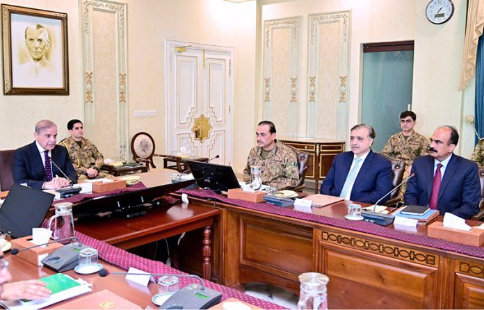 Prime Minister Muhammad Shehbaz Sharif chairs a meeting of the Steering Committee on Anti-Terrorism and Harden the State