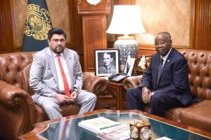 Ambassador of Zimbabwe, Titus M.J. Abu Basutu calls on Sindh Governor, Kamran Khan Tessori at Governor House.