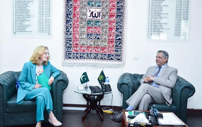 Ambassador Henny Fokel de Vries of the Netherlands held a farewell meeting with Federal Minister for Human Rights Senator Azam Nazeer Tarar in Federal Capital