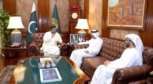 UAE Ambassador to Pakistan, Hammad Obaid Al Zaabi, calls on Sindh Governor Kamran Tessori at the Governor House.