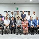 A group photo taken during a farewell lunch hosted by President of Pakistan Eye Bank Society, Qazi Sajid Ali, in honour of Sri Lankan Consul General Jagath Abeywarna. Also seen are Mrs. Jagath Abeywarna, former Additional IGP Ghulam Qadir Thebo, Nadeem Kazmi, Yousuf Mirza, Dr. Kashif Farooqui, Dr. Qazi Wasiq, Sajjad Azam, Shahana Kaukab, Qazi Arif Ali, Nusrat Jahan, and Qazi Yasir Ali