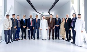 A high-level Government of Pakistan delegation, led by Bilal Azhar Kayani, Minister of State for Finance and Railways and Head of the Prime Minister’s Delivery Unit in a group photo with H.E. Abdulla Nasser Lootah, Deputy Minister of Cabinet Affairs for Competitiveness and Experience Exchange, UAE