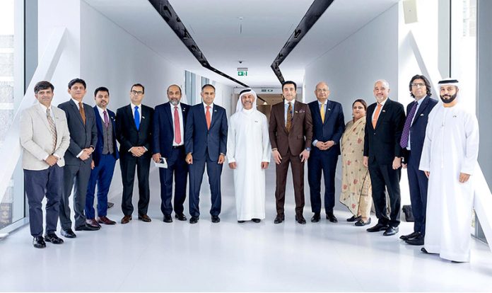 A high-level Government of Pakistan delegation, led by Bilal Azhar Kayani, Minister of State for Finance and Railways and Head of the Prime Minister’s Delivery Unit in a group photo with H.E. Abdulla Nasser Lootah, Deputy Minister of Cabinet Affairs for Competitiveness and Experience Exchange, UAE