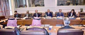 Deputy Prime Minister and Foreign Minister, Senator Mohammad Ishaq Dar, meets with Saudi Minister of Economy and Planning, Faisal Fadhil Al-Ibrahim, on the sidelines of high-level events during Pakistan’s Presidency of the UN Security Council