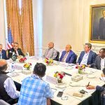 Deputy Prime Minister and Foreign Minister, Senator Mohammad Ishaq Dar, meets with a group of businessmen and investors