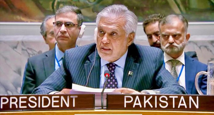 Deputy Prime Minister and Foreign Minister, Senator Mohammad Ishaq Dar, in his capacity as President of the UN Security Council, delivered Pakistan's statement at the Security-Council Briefing on “Cooperation between the United Nations and regional and sub-regional organizations in maintaining international peace and security: Organisation of Islamic Cooperation (OIC)”