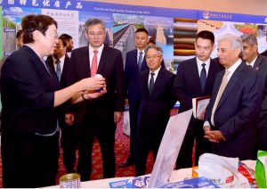 Federal Minister Rana Tanveer Hussain delivers keynote speech at the China-Pakistan Economic and Trades Exchange Conference.