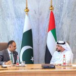 A high-level Government of Pakistan delegation, led by Bilal Azhar Kayani, Minister of State for Finance and Railways and Head of the Prime Minister's Delivery Unit in a meeting with Saeed al Eter , Chair of the UAE Government Media office