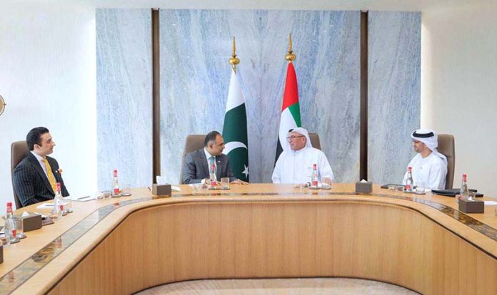 A high-level Government of Pakistan delegation, led by Bilal Azhar Kayani, Minister of State for Finance and Railways and Head of the Prime Minister's Delivery Unit in a meeting with Khalid Ali Al Bustani, Director General, Federal Tax Authority, UAE