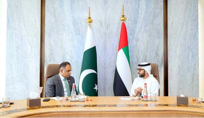 A high-level Government of Pakistan delegation, led by Bilal Azhar Kayani, Minister of State for Finance and Railways and Head of the Prime Minister's Delivery Unit in a meeting with Mr. Mohammad Al Sharhan Managing Director of the World Governments Summit and Director Government Leaders & Talents Department, UAE