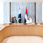 A high-level Government of Pakistan delegation, led by Bilal Azhar Kayani, Minister of State for Finance and Railways and Head of the Prime Minister's Delivery Unit in a meeting with Saeed Al Eter, Chair of the UAE Government Media Office