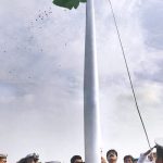 Governor Sindh, Kamran Khan Tessori along with Sindh Chief Minister Syed Murad Ali Shah hoists the National Flag at the Mazar-e-Quaid commemorating the 78th Independence Day of Pakistan