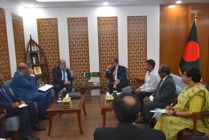 Federal Minister for Commerce Jam Kamal Khan meets Bangladesh's Adviser for Commerce Sk. Bashir Uddin to discuss promotion of bilateral trade and investment.