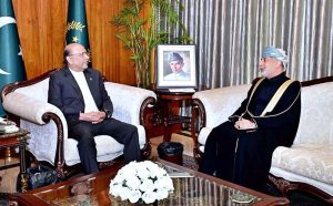 The Ambassador of Sultanate of Oman to Pakistan Fahad Sulaiman Khalaf Alkharusi called on President Asif Ali Zardari at Aiwan-e-Sadr.