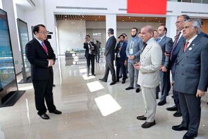 Prime Minister Muhammad Shehbaz Sharif visits the National Facility for Earthquake Engineering Simulation during his visit of Tianjin University in China