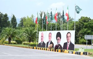 Roads adorned with billboards and flags, extending a warm welcome to Iran’s President of Iran Dr. Masoud Pezeshkian and fostering Pakistan-Iran friendship
