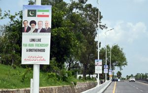Roads adorned with billboards and flags, extending a warm welcome to Iran’s President of Iran Dr. Masoud Pezeshkian and fostering Pakistan-Iran friendship