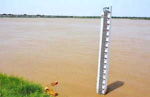 A view of the waves in the Indus River after increased water levels due to heavy monsoon rains in the country.