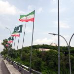 Roads adorned with flags, extending a warm welcome to Iran’s President of Iran Dr. Masoud Pezeshkian and fostering Pakistan-Iran friendship