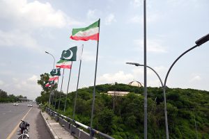 Roads adorned with flags, extending a warm welcome to Iran’s President of Iran Dr. Masoud Pezeshkian and fostering Pakistan-Iran friendship