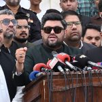 Governor Sindh, Kamran Khan Tessori talking to Media persons at the Mazar-e-Quaid during the 78th Independence Day of Pakistan celebrations