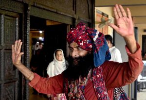 A Sufi performer presents traditional Dhamaal at Lok Virsa, Pakistan National Museum of Ethnology.