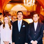 Group photo Chairman Senate Syed Yousaf Raza Gillani, Speaker National Assembly Sardar Ayaz Sadiq and Adviser IPR Misbah khar at Islamabad during diner reception