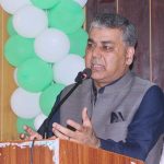 Chairman Punjab Land Record Authority (PALRA) Chaudhry Tariq Subhani is addressing an awareness seminar regarding the issuance of Land Assistant Facility