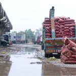 A view of rainwater accumulated at Vegetable Market after rain that experienced the city