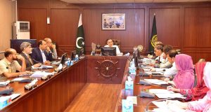 Federal Minister for Maritime Affairs, Muhammad Junaid Anwar Chaudhry presiding over a meeting on Hong Kong Convention compliance in the ship breaking industry.
